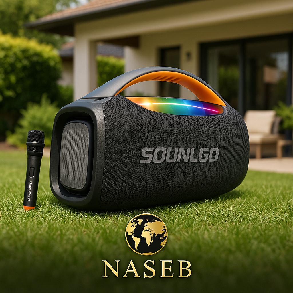 Parlante Inalámbrico 120W SOLNL.GD con Luces LED RGB y Micrófono – Sonido Premium para Fiestas y Karaoke
