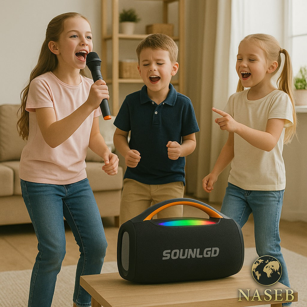 Parlante Inalámbrico 120W SOLNL.GD con Luces LED RGB y Micrófono – Sonido Premium para Fiestas y Karaoke