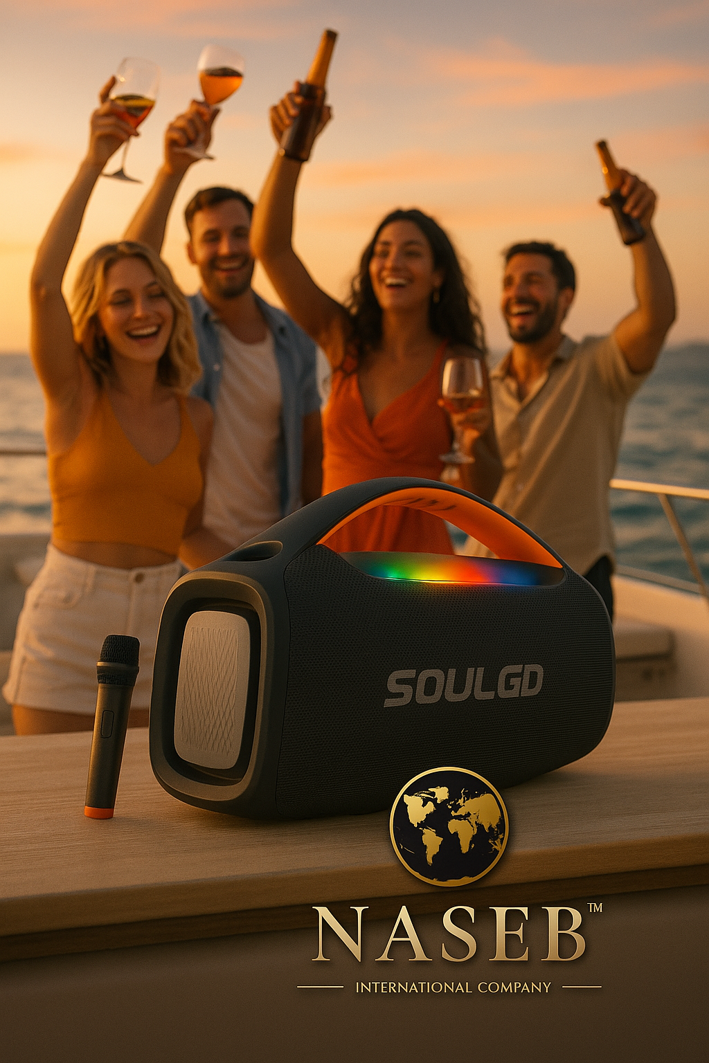 Parlante Inalámbrico 120W SOLNL.GD con Luces LED RGB y Micrófono – Sonido Premium para Fiestas y Karaoke