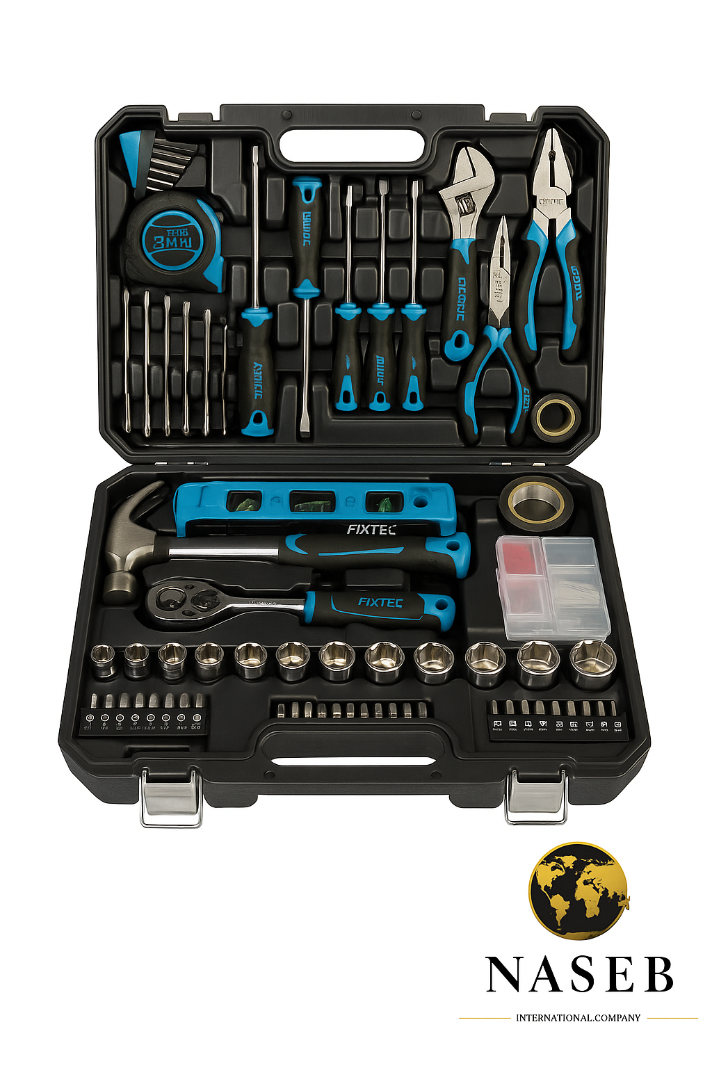 Caja de Herramientas FIXTEC 234 Piezas – Maletín Profesional Multiusos para Hogar, Auto y Taller